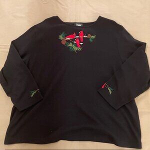 Black top with cardinals on front and on both sleevers 3X